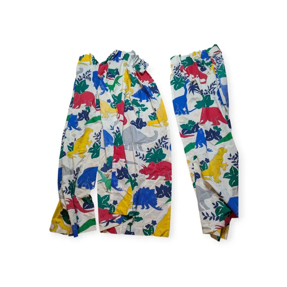 Vintage 90s Dinosaur Print Curtain Panels 62